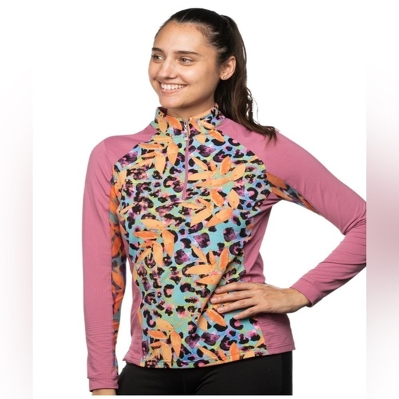 EIS NWT Athletic LS Paneled Tropical Violet Floral COOL Sun Shirt UPF50+ L/XL/2X - Picture 12 of 13